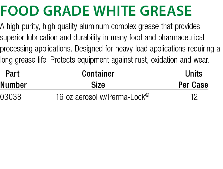 Food Grade White Grease A high purity, high quality aluminum complex grease that provides superior lubrication and du   