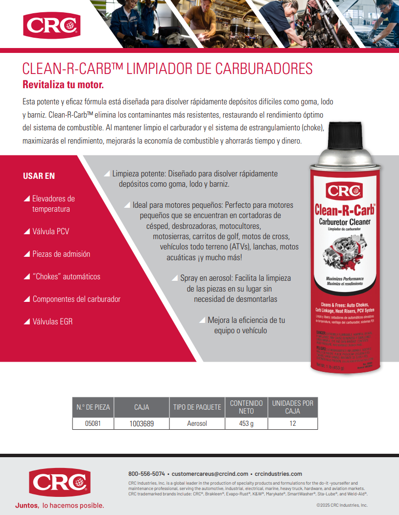 2025 CLEAN-R-CARB™ LIMPIADOR DE CARBURADORES 