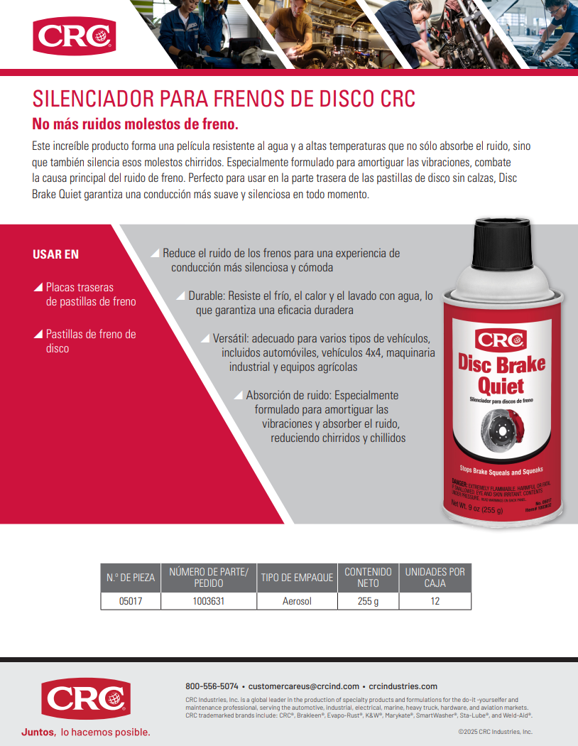 2025 SILENCIADOR PARA FRENOS DE DISCO CRC