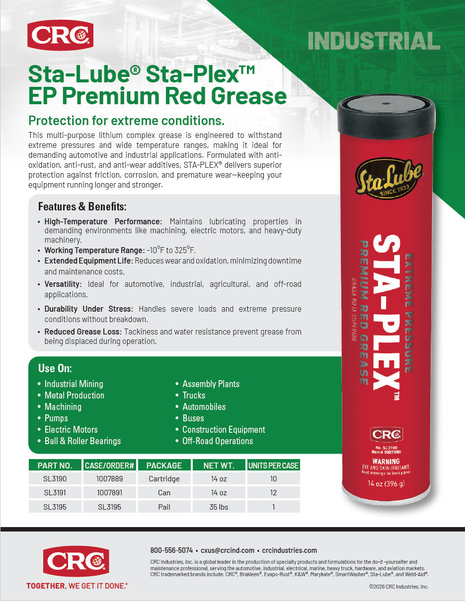 2026 Sta-Lube® Sta-Plex™ EP Premium Red Grease Sell Sheet